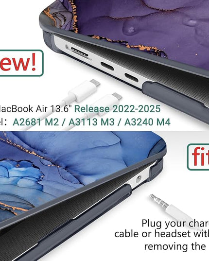 DONGKE for M4 MacBook Air 13.6 Inch Case 2025 2024 2023 2022 Model A3240 A3113 A2681 M3 M2 Chip, Plastic Hard Shell Case Cover with Touch ID for MacBook Air 13 Inch M4 - Abstract Marble