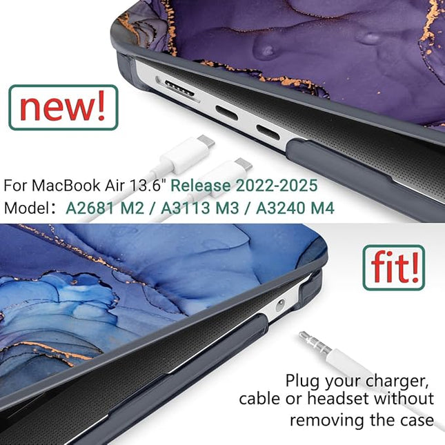 DONGKE for M4 MacBook Air 13.6 Inch Case 2025 2024 2023 2022 Model A3240 A3113 A2681 M3 M2 Chip, Plastic Hard Shell Case Cover with Touch ID for MacBook Air 13 Inch M4 - Abstract Marble