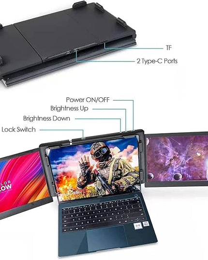 Teamgee 13.3” Laptop Screen Extender, One-Cable Multiple Display Portable Monitor, USB-C Compatible with Windows/Mac/Android, Driver Required, for 13.3–16.5” Laptops
