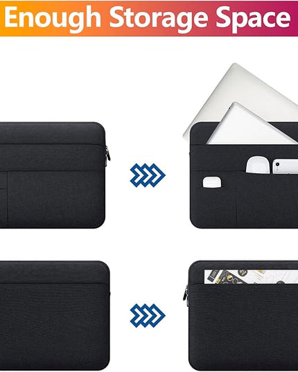 15 inch Laptop Sleeve for 15-Inch MacBook A1707/A1990/A2941/A3114 Laptop Computer, Protective Waterproof Laptop Case Carrying Bag Portable Cover with Multi Pockets, Black