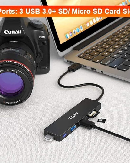 USB Hub 3.0, TSUPY 5 in 1 Multiport Adapter USB 3.0 Hub with SD Micro SD Card Reader, 3 USB 3.0 Ports Compatible for Laptop, MacBook, PC, Printer,Surface Pro, USB Flash Drives
