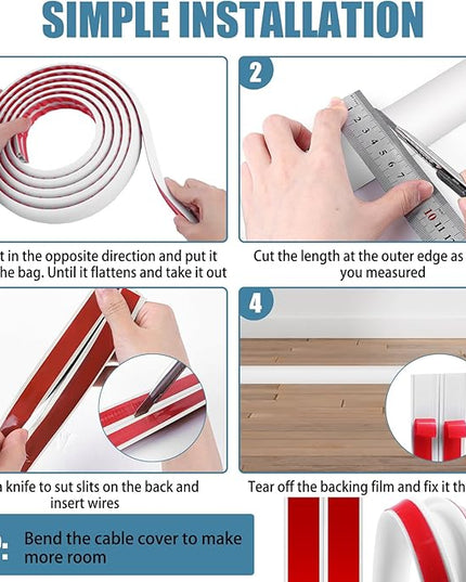 Floor Cord Covers for Wires 20FT Cable Hider Wire Coverr Self Adhesive Cord Hider Floor for Offices, Homes, Workshops, Warehouses Cable Cavity 0.47" W x 0.27" H