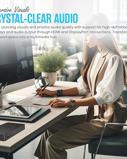 WD22TB4 Dell Thunderbolt 4 Dock 40Gbps USB-C/USB A - Dell Docking Station Dual Monitor with 180W, HDMI & DisplayPort Cable - Supports 4K Displays & Upto 3 Monitors (Renewed)
