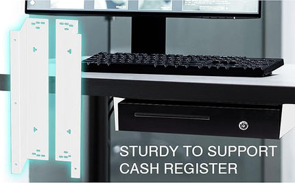 TidyFriend Cash Register Stand Brackets, 16 in Cash Drawer Under Counter Mount Brackets, Heavy Duty Steel Mounting Brackets for Square Cash Drawer, Brackets for Cash Drawer Under Counter (White)