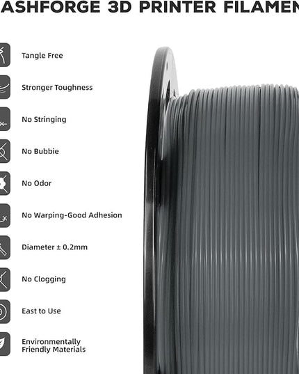 FLASHFORGE PLA Filament 1.75mm, 3D Printer Filament 1kg (2.2lbs) Spool, Dimensional Accuracy +/- 0.02mm, 3D Printing Filament Easy to Use and Fits for Most FDM 3D Printers (Grey)