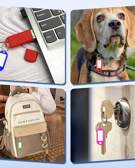 40 Pack Key Tags, Plastic Key Tags with Labels and Split Ring, 4 Keychain Cable and Key Labels for USB Drive, Bags and Luggage Organization - Black