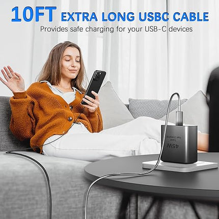 iPhone 17 Charger Fast Charging,2Pack 45W USB C Charger Block Power Adapter&10FT Type C USB C to C Cable Cord for iPhone 17 Pro Max/17 Air/17 Pro/17/16e/16 Plus/15 Pro Max,iPad Pro/Mini/Air,Galaxy S25