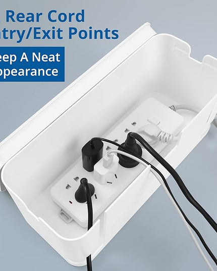 ZhiYo Cable Management Box White, 2Pack Cord Organizer Box - Extra Large and Medium Size, Cord Hider Box to Conceal Power Strips on Desk or Floor, Made from Electrically Safe ABS Material