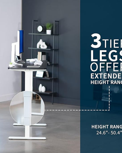VIVO Electric 60 x 24 in Dual Motor Sit Stand Desk, Memory Height Adjustment, 2B Series, Black Top White Frame, DESK-KIT-2W6B