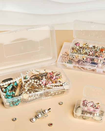 28 Pack Mixed Sizes Small Plastic Storage Containers, Mini Rectangular Small Items Organizer Boxes with Hinged Lids and Labels for Craft Jewelry Beads