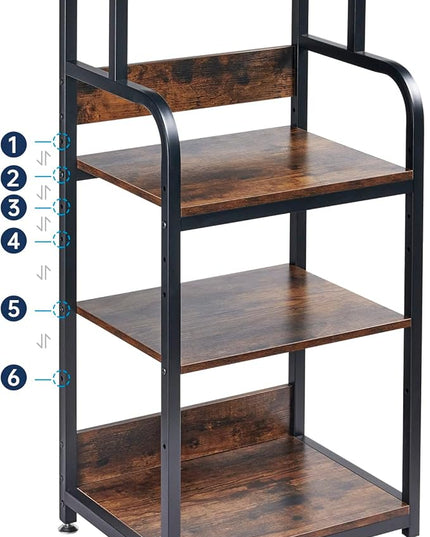 4-Tier Printer Stand with Adjustable Storage Shelf, Large Tall Printer Table with Wheels for Home Office Small Spaces Organization, Rustic Brown