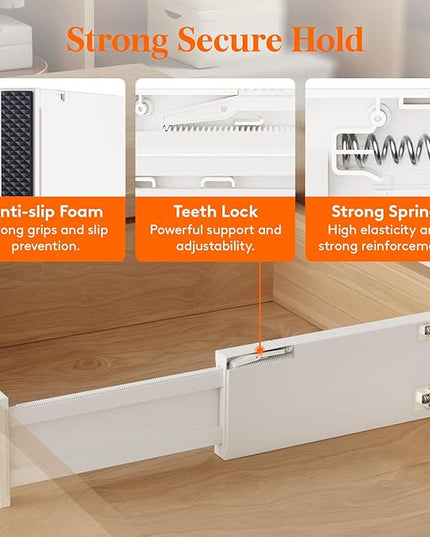 Lifewit 6 Pack Drawer Dividers 4" High, 11-17" Adjustable Drawer Organizers for Clothes, Expandable Dresser Separators in Bedroom/Bathroom/Kitchen/Fridge/Office Organization and Storage, Beige