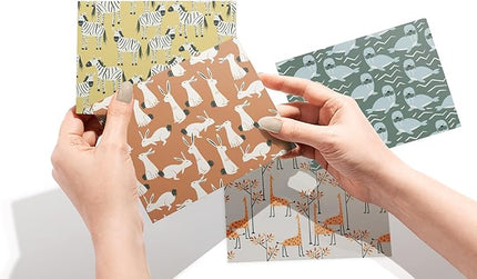 Twigs Paper - Assorted Animal Pattern Greeting Cards - Stationery Cards with Envelopes - Thank You Card - Blank Note Cards - Greeting Cards for All Occasions - Made in USA (5.5 x 4.25, Set of 12)