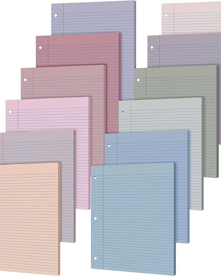 PerKoop 600 Sheets Colored Loose Leaf Paper 8.5" x 11" college ruled Lined 3 Hole Punched notebook Filler Paper for 3 Ring Binders Office School Supplies (Sweet Color)