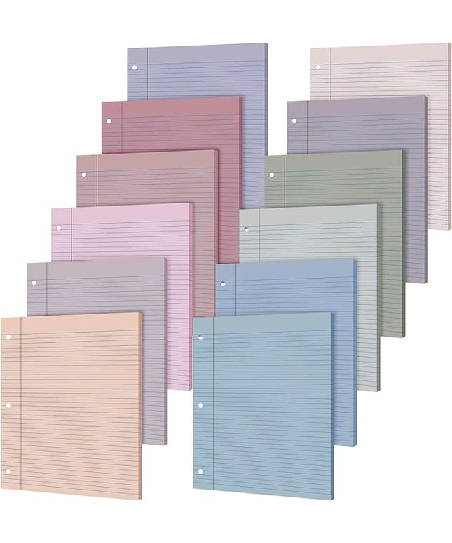 PerKoop 600 Sheets Colored Loose Leaf Paper 8.5" x 11" college ruled Lined 3 Hole Punched notebook Filler Paper for 3 Ring Binders Office School Supplies (Sweet Color)