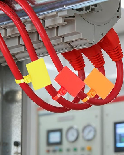 100 PCS Cable Zip Tie with Tag, Multicolor Self-Locking Wire Zip Ties Tags, Waterproof Nylon Written-on Straps Label Mark Ties for Wire Organizing Luggage Tags