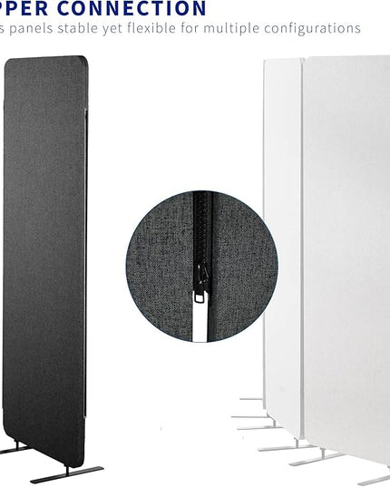 VIVO Freestanding 24 x 66 inch Privacy Panel, Cubicle Divider, Acoustic Wall Partition, Single 24 inch Panel with 2-Sided Zipper Attachment System, Dark Gray, PP-1-T024D