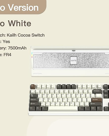 KEEBMONKEY WOBKEY Crush 80 Reboot CNC Aluminum 5-Second Quick-Release Triple-Mode Connectivity Mechanical Keyboard with Superior Acoustics (Pro White)
