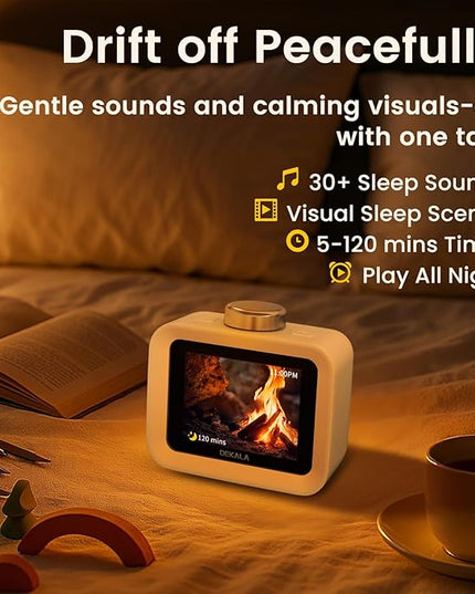 Dekala ChronoSense Alarm Clock for Bedroom Temperature Humidity, 7-Day Programmable 4 Alarms, 100dB Loud Gradual Alarm for Heavy Sleeper, Visual Timer Clock Radio，White Noise Sound Machine
