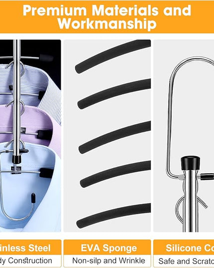2 Pack Shirt Hangers Space Saving, Foldable Coat Hangers for Closet Organization, 5 Tier Clothes Hangers, No-Slip Multi Closet Organizer (2)