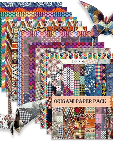 Square Origami Paper 6x6 Double Sided 50 Sheets 50 Colors 70GSM Origami Kit Japanese Chiyo Easy Fold Arts Crafts DIY Handwork Cloth