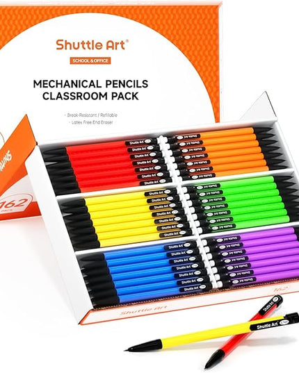 Shuttle Art Mechanical Pencils, 162 Pack Bulk Mechanical Pencils 0.7mm Medium Point, HB #2 Lead Pencils, Assorted Barrels, Office School Supplies