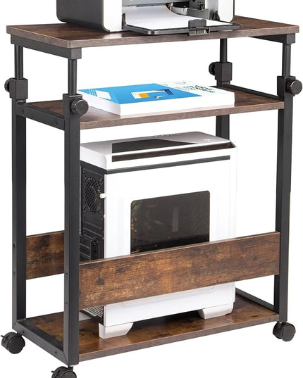 TooCust Height Adjustable Computer Tower Stand, Computer & Machine Carts, PC Tower Stand, Printer Stands with Wheels, 24" W x 12" D x 23"-38" H, Holds Up to 132 lbs (Fits Tower Lower Than 19")