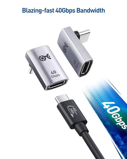 Cable Matters 2-Pack 40Gbps Right Angle USB C Adapter, Up to [4K@240Hz Video, 240W Charging, 40Gbps Data Transfer] 90 Degree USB C Adapter, Compatible with Thunderbolt 4, iPhone 16, Steam Deck
