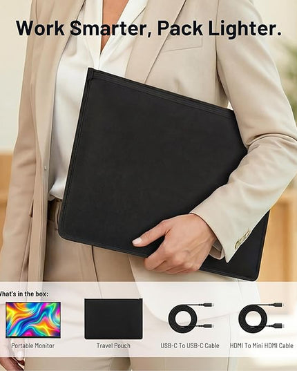 AXM 16" 2.5K Portable Monitor 2.5k QHD IPS 120Hz Adaptive Sync HDR Flicker-Free 400 Nits 100% DCI-P3 USB-C HDMI Gaming & Travel for Laptop Compatible with Windows, MacBook, Phone, Switch, Xbox PS4/5