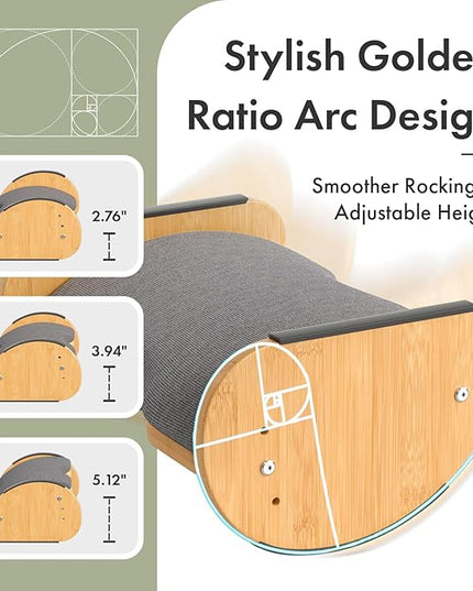 Amazer Bamboo Under Desk Footrest with Cushion 3-in-1, Reversible Ergonomic Rocking Foot Rest for Under Desk at Work, Adjustable Foot Stools with Washable Cover, Desk Leg Rest for Home Office