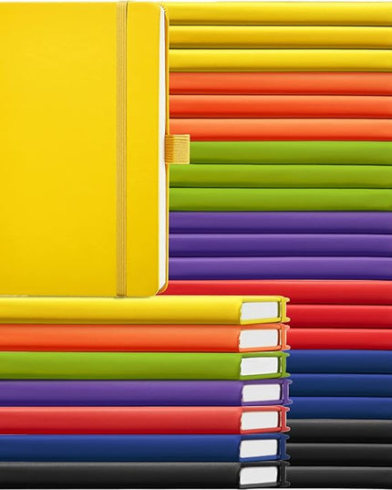 28 Pack Lined Notebook Journal Bulk A5 Hardcover Notebook PU Leather College Ruled Notepad 5.5 x 8.2 Inch Ruled Lined Journal Set With Pen Holder for School Business Work Travel Writing(Mixed Color)
