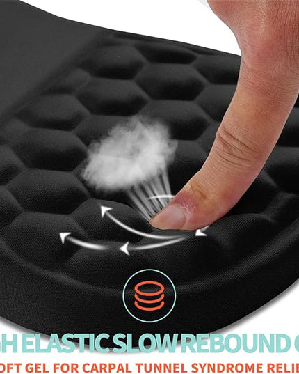 Ergonomic Mouse Pad Wrist Support with Memory Foam Massage Bulge, Carpal Tunnel Pain Relief Mousepad Wrist Rest for Mouse(12x8 inch, Black)