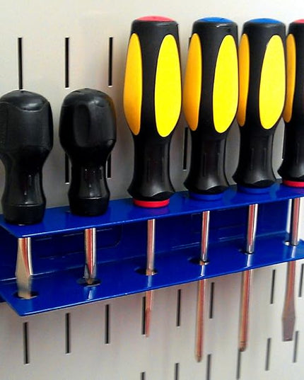 Wall Control Screwdriver Holder Bracket Slotted Metal Pegboard Accessory Slotted Tool Board - Blue
