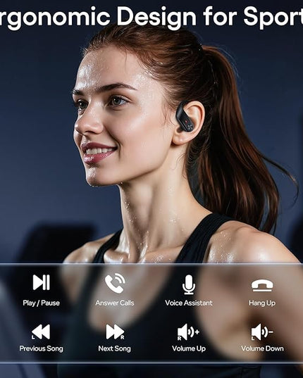 Hybrid Active Noise Cancelling Wireless Earbuds 80 Hrs Playtime Hi-Res Stereo Sound Bluetooth Headphones with Transparency Mode Ear Buds with Earhooks ANC Sports Earphones for Workout Running Travel
