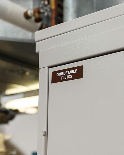 Brady Authentic (M21-375-595-BR) All-Weather Vinyl Label for Indoor/Outdoor ID, Lab and Equipment Labeling, White on Brown- ForM210, M210-LAB, M211, BMP21-PLUS and BMP21-LAB Printers, .375" W, 21' L