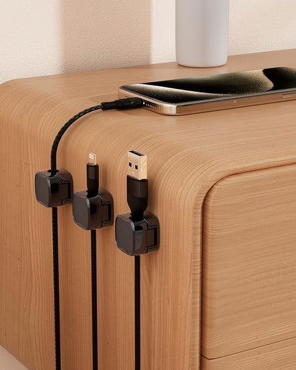 Magnetic Cable Clips, Adjustable Cord Holder Management, Adhesive Wire Keeper Organizer for Home Office Desk Phone PC Car Wall Desktop Nightstand Appliance (9-Pack Black)