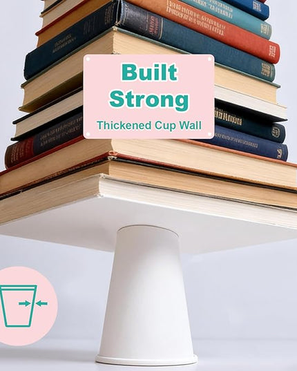 Coolcap 16 oz 100 Pack Disposable Coffee Cups, Bulk White Disposable Paper Cups, Coffee Cups for Hot Tea, Chocolate and Cold Drinks