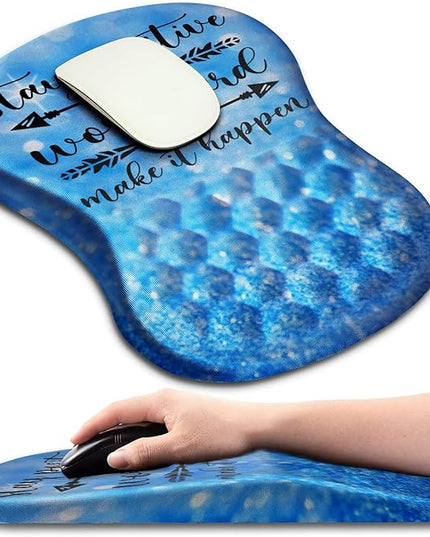 Hokafenle Ergonomic Mouse Pad Wrist Support with Massage Design, Wrist Rest Pain Relief Mousepad with Memory Foam&Non-Slip PU Base, Mouse Pads for Wireless Mouse & Desk (12x8 inch,Stay Positive)