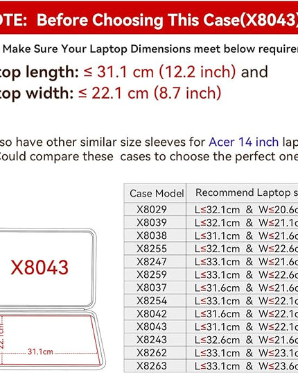 Smatree Hard EVA Protective Sleeve Case Compatible for 14 inch Acer Swift Go SFG14-72T-58SH/SFG14-72T-71QF/SFG14-72T-718K/SFG14-72-72YK Laptop Waterproof Slim Sleeve Bag (X8043)