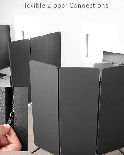 VIVO Freestanding 72 x 66 inch Privacy Panel, Cubicle Divider, Acoustic Wall Partition, x3 24 inch Panels, Dark Gray, PP-3-T072D