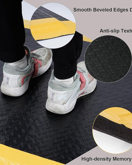 Nisorpa Anti Fatigue Mats Industrial 2' x 6' Ergonomic Standing Mat 15/16" Extra Thick Kitchen Rugs for Standing Heavy Duty Commercial Diamond Plate - Safety Support for Leg & Back Pain