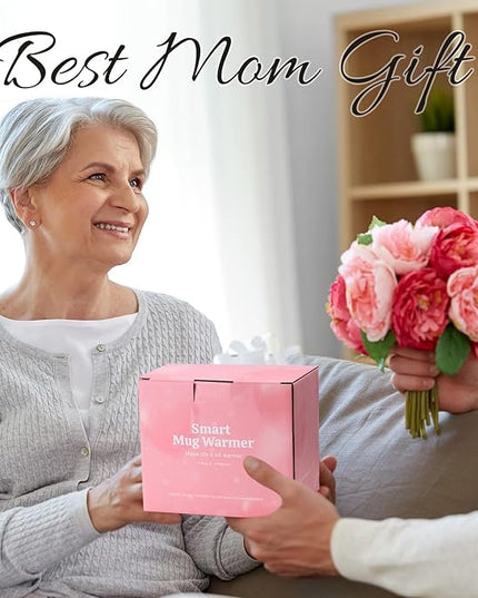 Coffee Mug Warmer & Best MOM Ever Mug Set, Electric Cup Warmer for Desk, Beverage Warmer with 4 Temperature Setting, 8H Auto Shut Off, Mom Gifts from Daughter Son