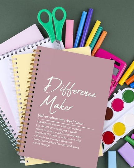 OXW Pink Meeting Notebooks for Work, Difference Maker Gift Office Work Notebook Journal for Writing Note Taking, Thank You Gifts for Women Men Leader Boss Mentor Manager Principal, 5.5"x8.3"