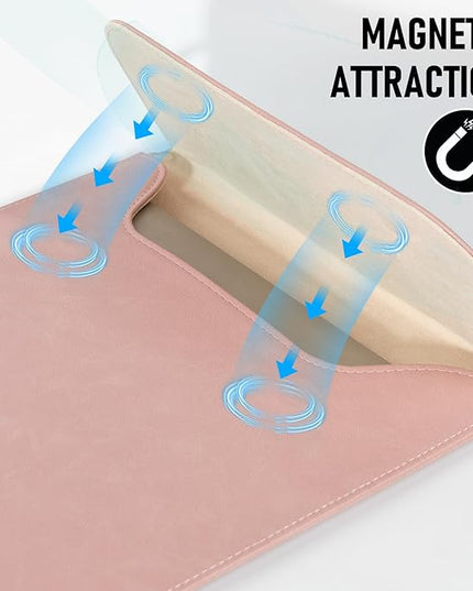 Allinside 13 inch Laptop Sleeve Case for MacBook Air 13 2018-2025/MacBook Pro 13 2016-2022, Waterproof PU Leather Laptop Sleeve Bag Protective Vertical Case Cover, Pink