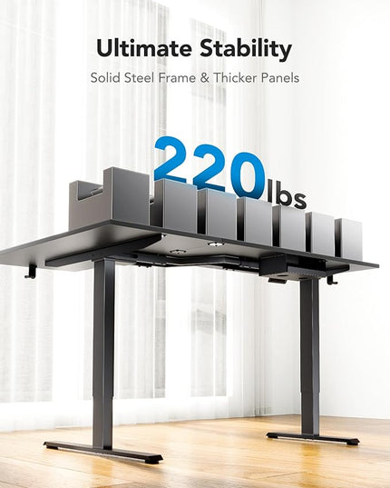HUANUO Dual Motor L-Shaped Standing Gaming Desk, 71 x 48 inch Corner Standing Desk, Electric Adjustable Gamer Computer Table with Cable Tray & 3 Preset Heights, Raising Table for Home Office, Black