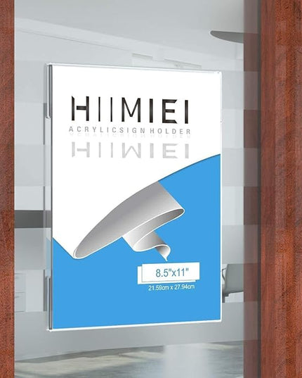 HIIMIEI 12 Pack Clear Acrylic Wall Mount 8.5x11 Sign Holder, Portrait Door Plexiglass Display Sign Holder Adhesive with 3M Tape, Plastic Photo Ads Frames Used in Office Hospital Hotel Store