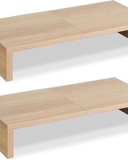 TEAMIX 2 Pack Monitor Stand Riser-20 inch, Wooden Desktop Riser for TV/PC/Laptop/Printer, Cozy Monitor Riser with Storage, Computer Stand Space-Saving