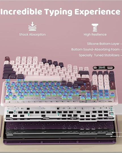 KZZI Z98 Wireless Mechanical Keyboard, Smart Display & Knob, BT5.0/2.4GHz/USB-C, Hot Swappable Custom Keyboard, Pre-lubed Linear Switches, Gasket Mount, RGB Creamy Gaming Keyboard
