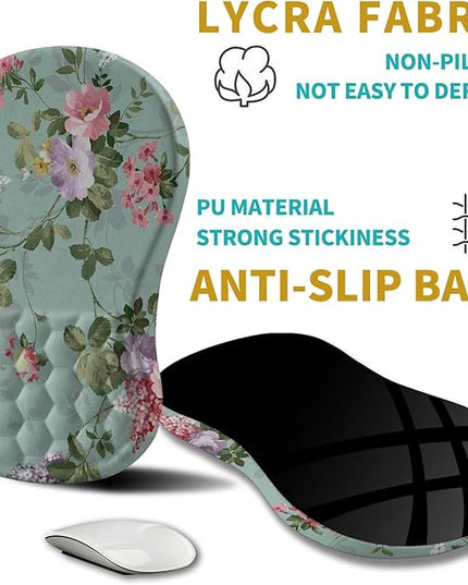 Hokafenle Ergonomic Mouse Pad Wrist Support, Wrist Rest Mousepad for Carpal Tunnel Pain Relief with Integrated Memory Foam Slope Massage Bulge (11.8x7.9 inch,Graceful Peony