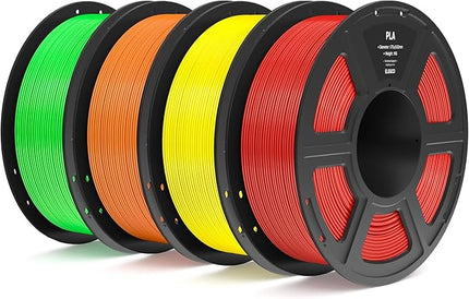 ELEGOO PLA Filament 1.75mm Bundle 4KG, 3D Printer Filament Dimensional Accuracy +/- 0.02mm, 4pcs 1kg Spool(2.2lbs) Fit Most FDM 3D Printers (True Red, Yellow, Orange, Neon Green)